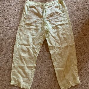 J. Jill Light Yellow Linen Drawstring Cropped Pants